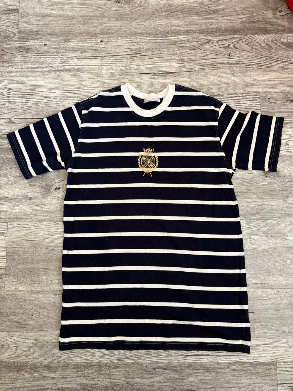 Marks & Spencer Navy and White Striped Crewneck Tee